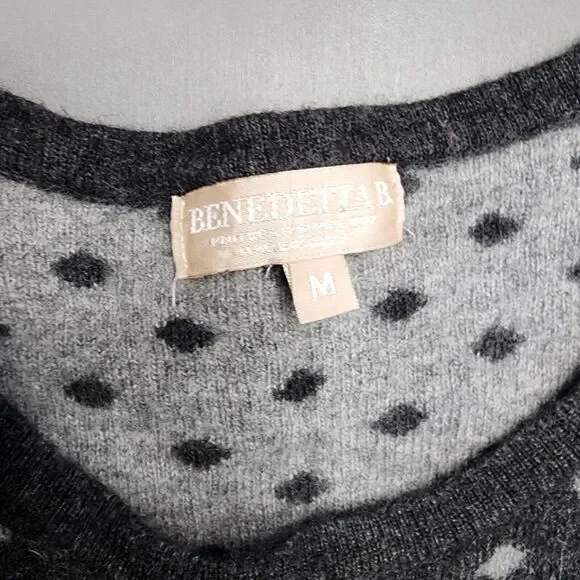 Benedetta B. Wool Cashmere Blend Grey Polka Dot Pullover Sweater L Made In Italy - Picture 5 of 9